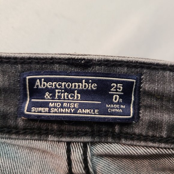 Abercrombie & Fitch Jeans Mid Rise Super Skinny Ankle Gray Star Womens 25  0 - Picture 5 of 7